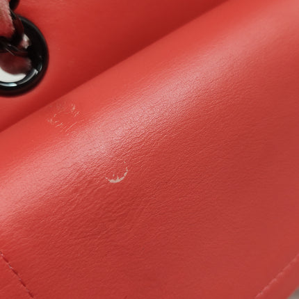 Chanel Classic Flap Medium Coral Orange Velvet Silver Hardware