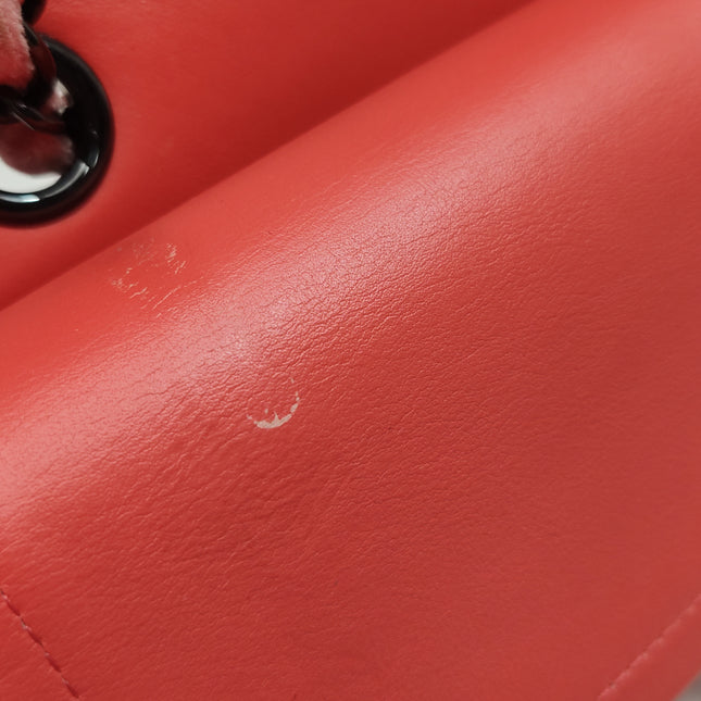 Chanel Classic Flap Medium Coral Orange Velvet Silver Hardware