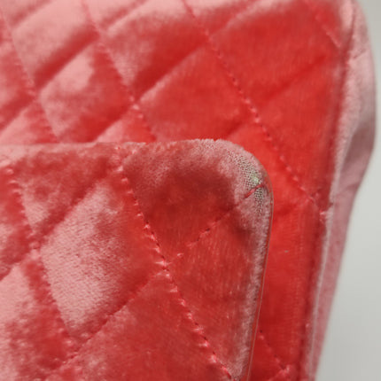 Chanel Classic Flap Medium Coral Orange Velvet Silver Hardware