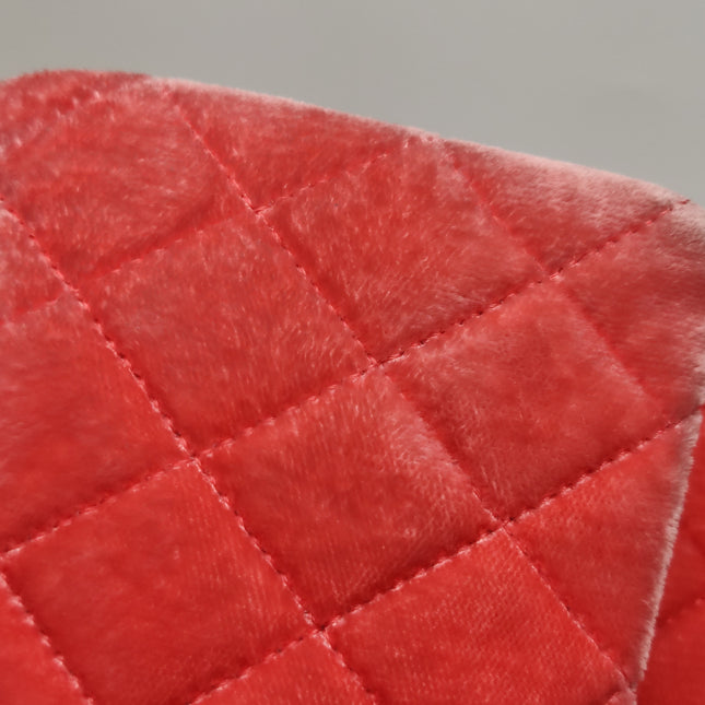 Chanel Classic Flap Medium Coral Orange Velvet Silver Hardware