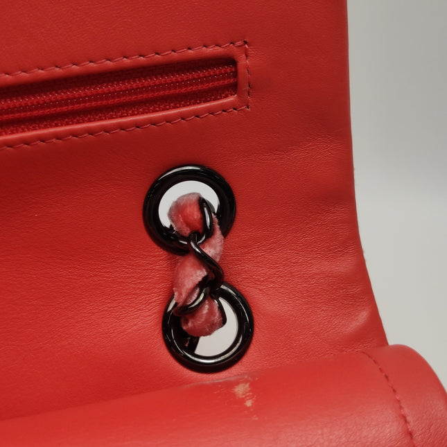 Chanel Classic Flap Medium Coral Orange Velvet Silver Hardware