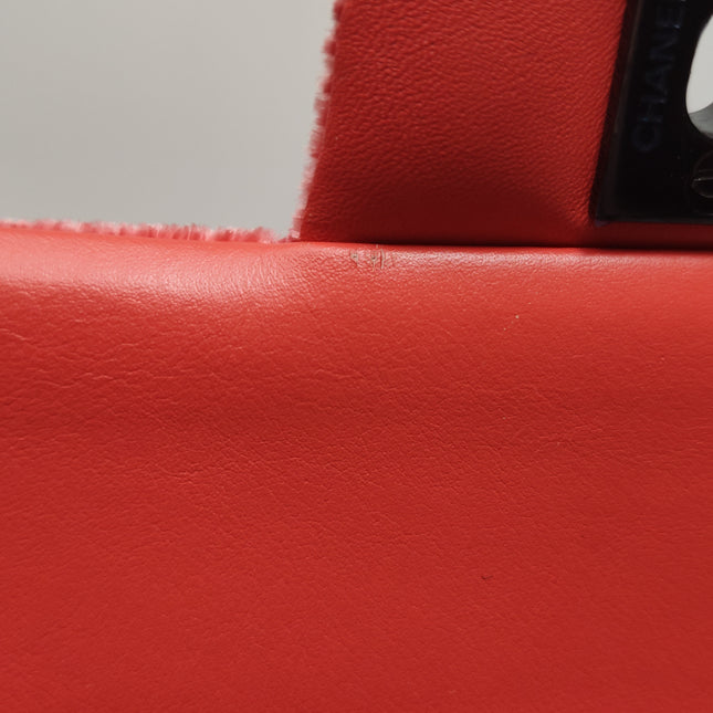 Chanel Classic Flap Medium Coral Orange Velvet Silver Hardware