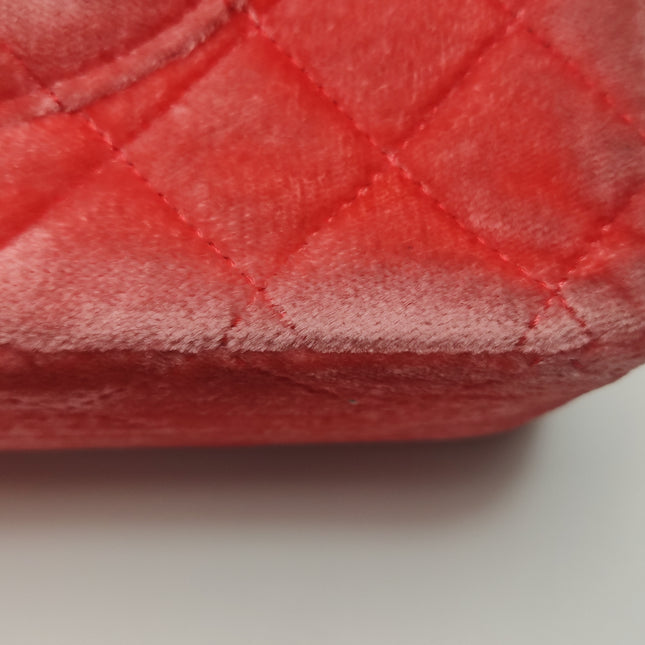 Chanel Classic Flap Medium Coral Orange Velvet Silver Hardware