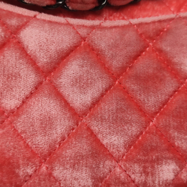 Chanel Classic Flap Medium Coral Orange Velvet Silver Hardware