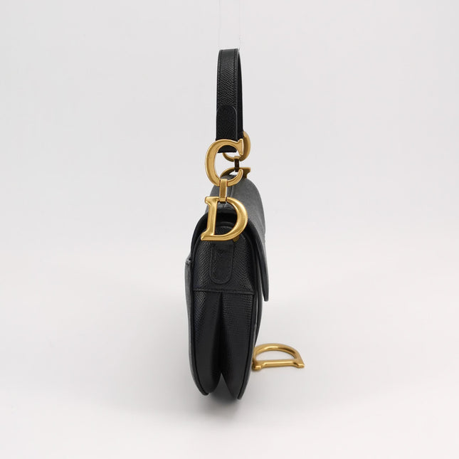 Dior Saddle Mini Black Grained Leather Handbag