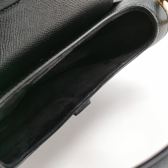 Dior Saddle Mini Black Grained Leather Handbag