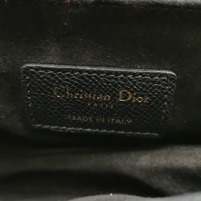 Dior Saddle Mini Black Grained Leather Handbag