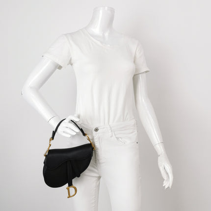 Dior Saddle Mini Black Grained Leather Handbag