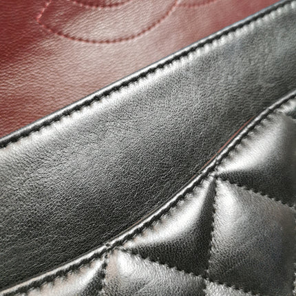 Chanel Classic Flap Jumbo Black Lambskin Leather Double Flap Silver Hardware 2011