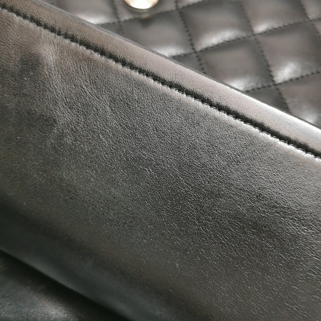 Chanel Classic Flap Jumbo Black Lambskin Leather Double Flap Silver Hardware 2011