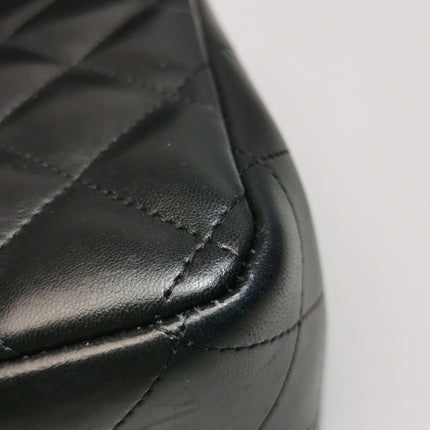 Chanel Classic Flap Jumbo Black Lambskin Leather Double Flap Silver Hardware 2011