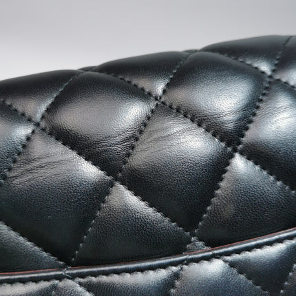 Chanel Classic Flap Jumbo Black Lambskin Leather Double Flap Silver Hardware 2011