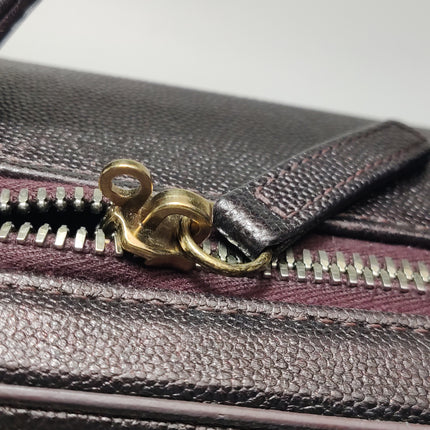 Chanel Filigree Medium Vanity Case Iridescent Burgundy Caviar Leather Top Handle with Chain