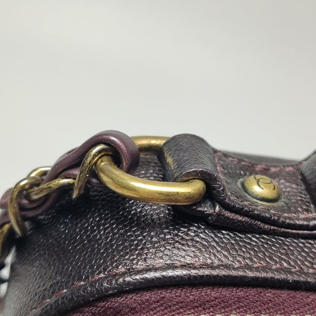 Chanel Filigree Medium Vanity Case Iridescent Burgundy Caviar Leather Top Handle with Chain