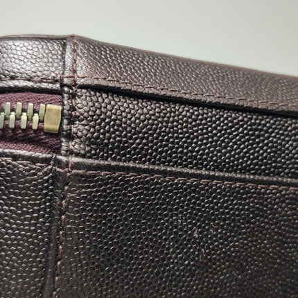 Chanel Filigree Medium Vanity Case Iridescent Burgundy Caviar Leather Top Handle with Chain