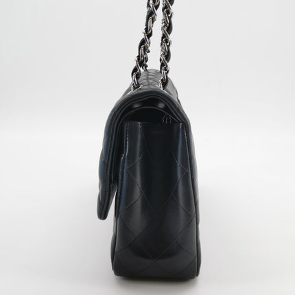 Chanel Classic Flap Jumbo Black Lambskin Leather Double Flap Silver Hardware 2011