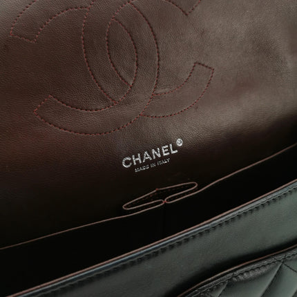 Chanel Classic Flap Jumbo Black Lambskin Leather Double Flap Silver Hardware 2011