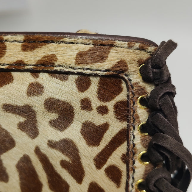 Prada Messenger Leopard Print Pony-style Calfskin Fringe Trimmed Shoulder Bag