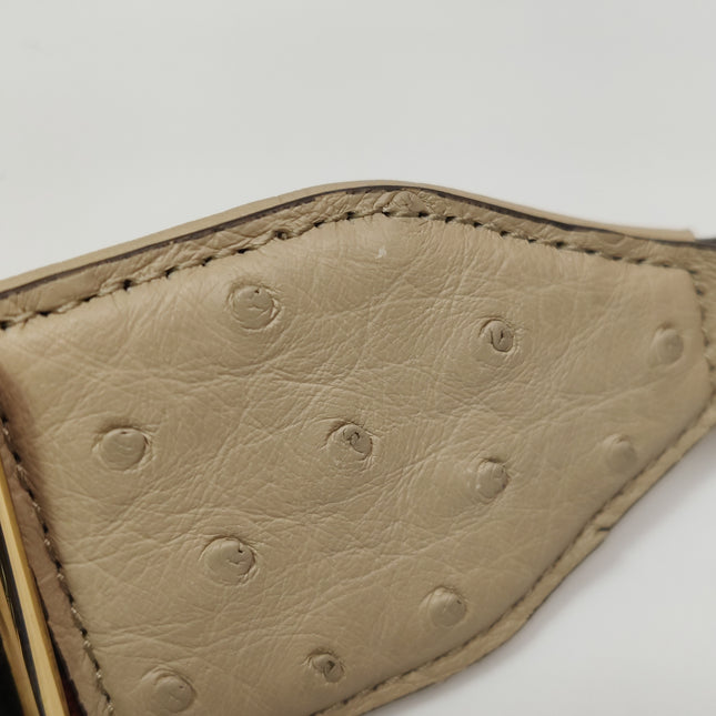 Gucci Bamboo 1947 Ostrich Leather Small Dark Beige With Strap