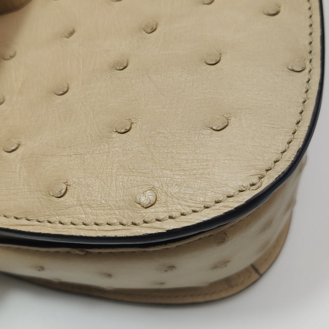 Gucci Bamboo 1947 Ostrich Leather Small Dark Beige With Strap