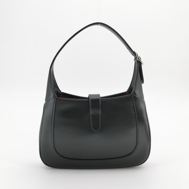 Gucci Jackie 1961 Small Black Leather Shoulder Bag Gold Piston Lock Red Interior