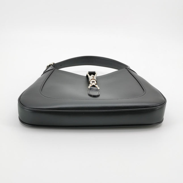 Gucci Jackie 1961 Small Black Leather Shoulder Bag Gold Piston Lock Red Interior