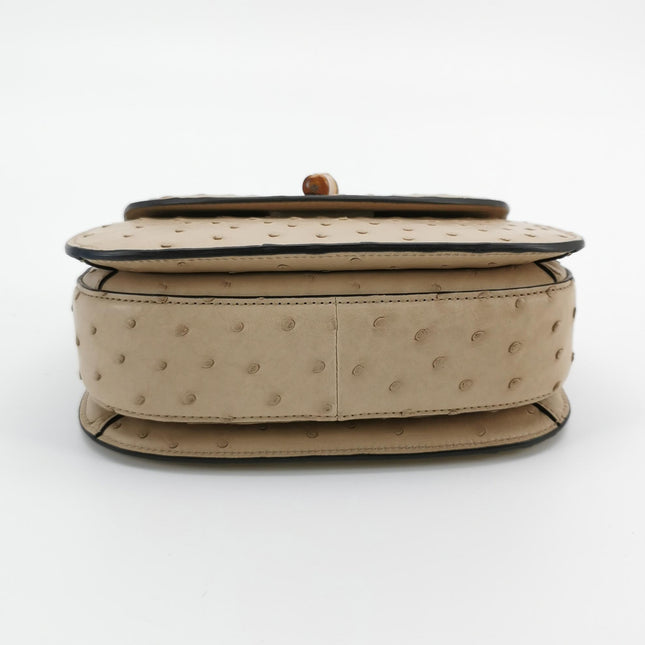 Gucci Bamboo 1947 Ostrich Leather Small Dark Beige With Strap