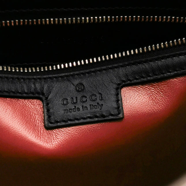 Gucci Jackie 1961 Small Black Leather Shoulder Bag Gold Piston Lock Red Interior