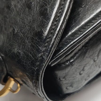 Sac à main Gucci Bamboo 1947 moyen en cuir noir