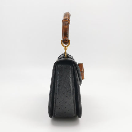 Sac à main Gucci Bamboo 1947 moyen en cuir noir