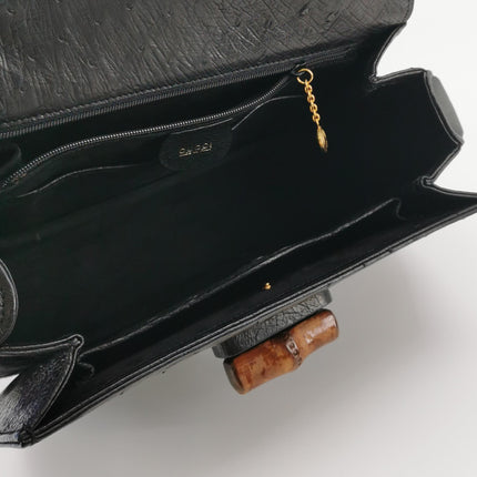 Sac à main Gucci Bamboo 1947 moyen en cuir noir