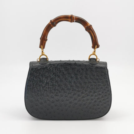 Sac à main Gucci Bamboo 1947 moyen en cuir noir
