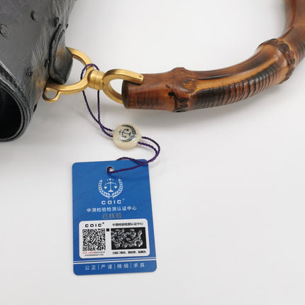 Sac à main Gucci Bamboo 1947 moyen en cuir noir