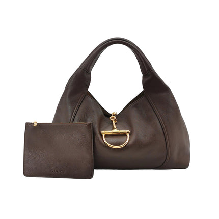 Sac à bandoulière Gucci Softbit Maxi en cuir de veau marron foncé