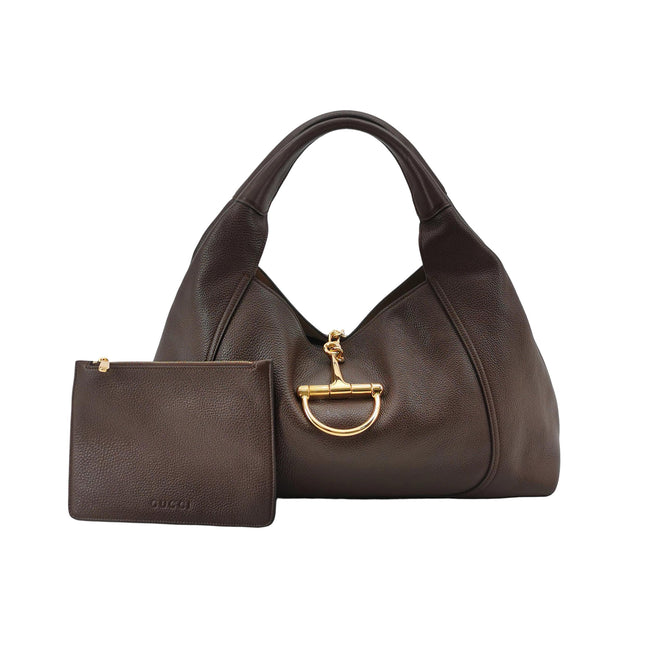 Gucci Softbit Maxi Shoulder Bag Dark Brown Calfskin Leather-Luxbags