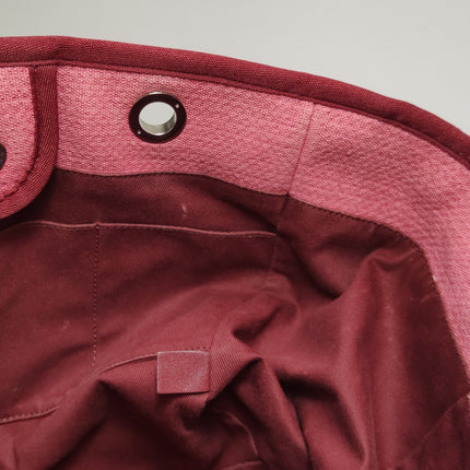Chanel Deauville Tote Red Cloth Leather Chain Strap Small 34cm