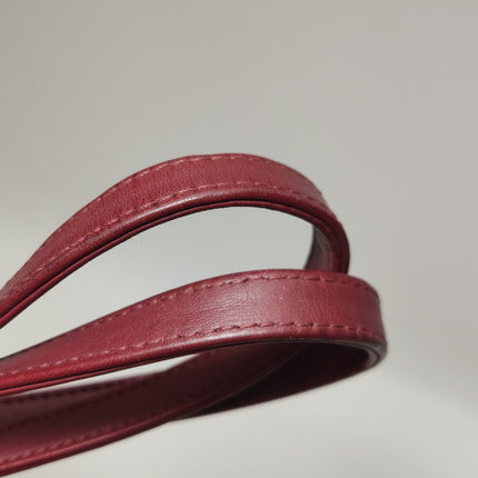 Chanel Deauville Tote Red Cloth Leather Chain Strap Small 34cm
