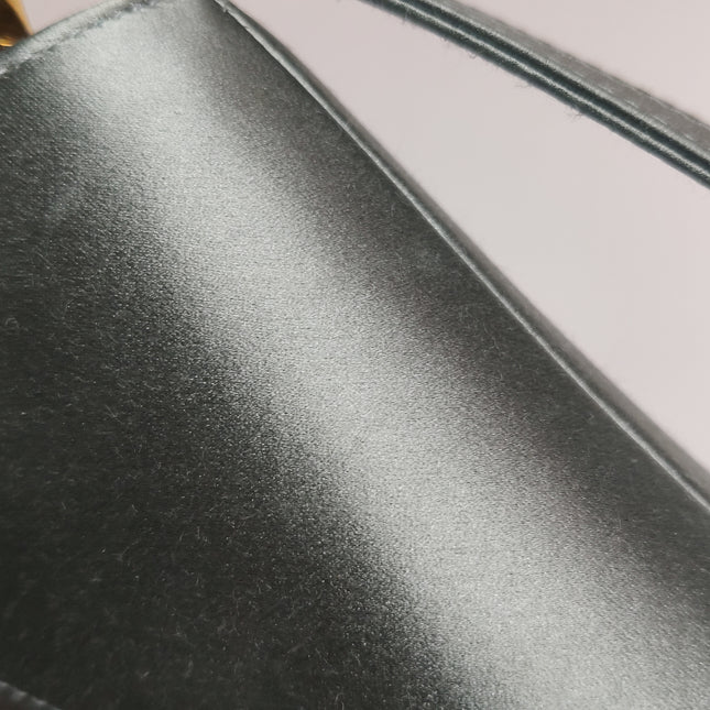 Dior Saddle Mini Silk Blue Grey with Crystal Embedded Buckles