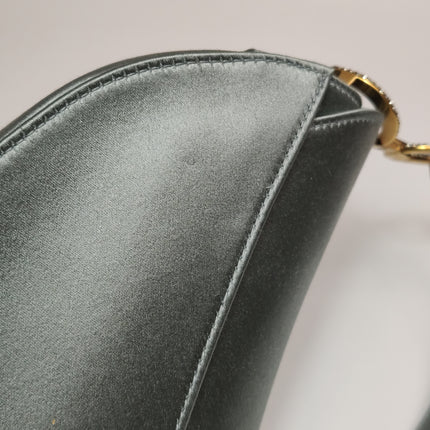 Sac Dior Saddle Mini Bleu Gris Soie avec Boucles Incrustées de Cristaux