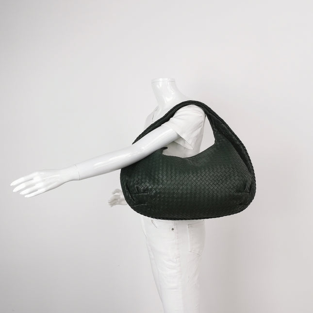 Bottega Veneta Belly Hobo Intrecciato Dark Green Nappa Leather Large 50cm
