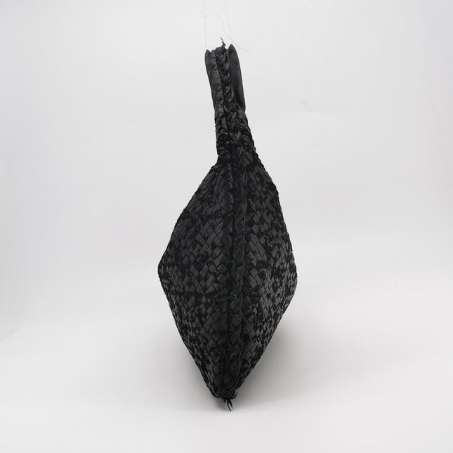 Bottega Veneta Veneta Hobo Maxi Black Leather and Velvet 52cm