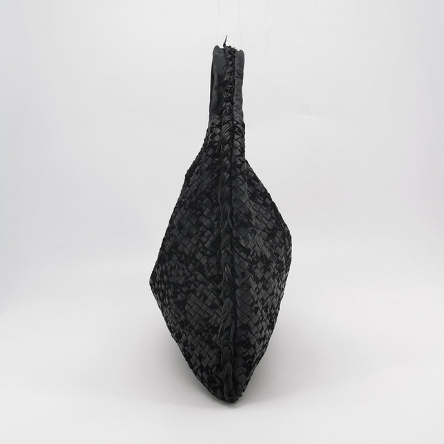 Bottega Veneta Veneta Hobo Maxi Black Leather and Velvet 52cm