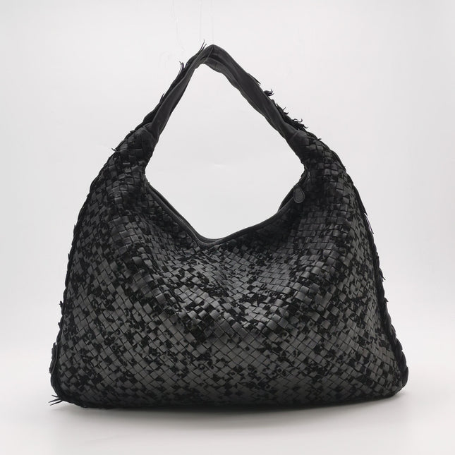 Bottega Veneta Veneta Hobo Maxi Black Leather and Velvet 52cm