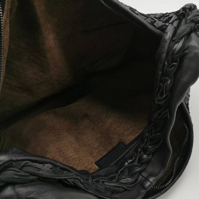 Bottega Veneta Veneta Hobo Maxi Black Leather and Velvet 52cm