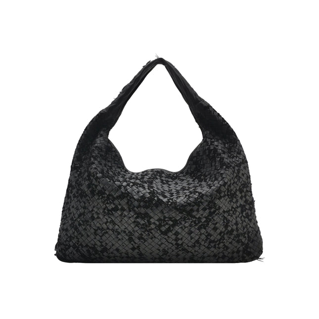 Bottega Veneta Veneta Hobo Maxi Black Leather and Velvet 52cm-Luxbags