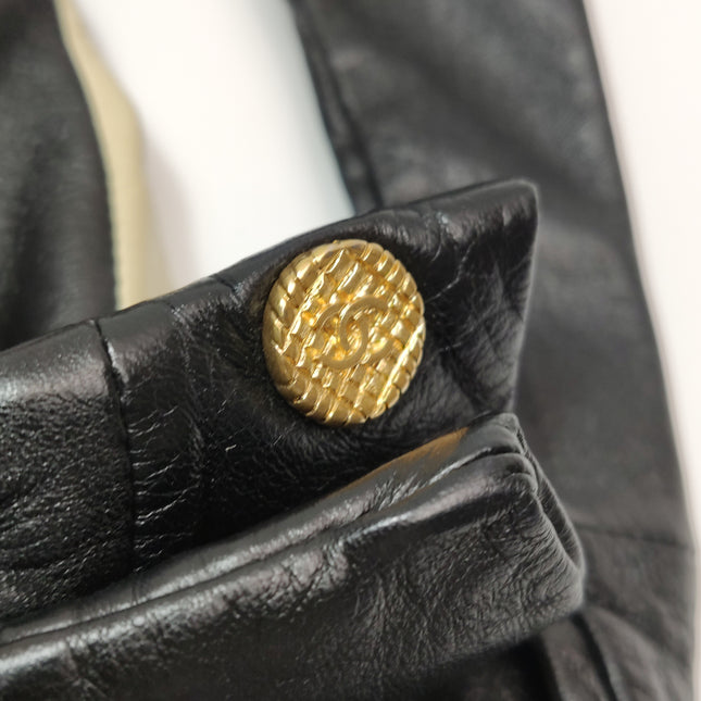 Chanel Large Girl Jacket Bag Black and Beige Lambskin Leather Shoulder Bag 2015