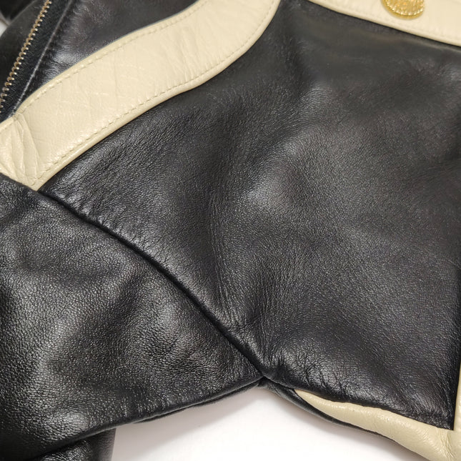 Chanel Large Girl Jacket Bag Black and Beige Lambskin Leather Shoulder Bag 2015
