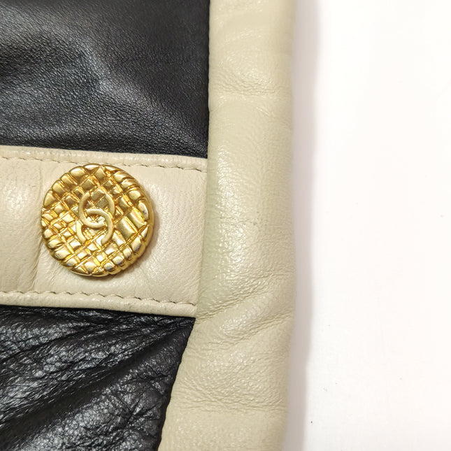 Chanel Large Girl Jacket Bag Black and Beige Lambskin Leather Shoulder Bag 2015