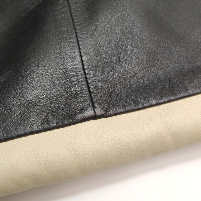 Chanel Large Girl Jacket Bag Black and Beige Lambskin Leather Shoulder Bag 2015