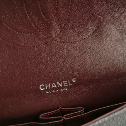 Chanel Classic Flap Maxi 2011 Black Caviar Leather Double Flap Silver Hardware